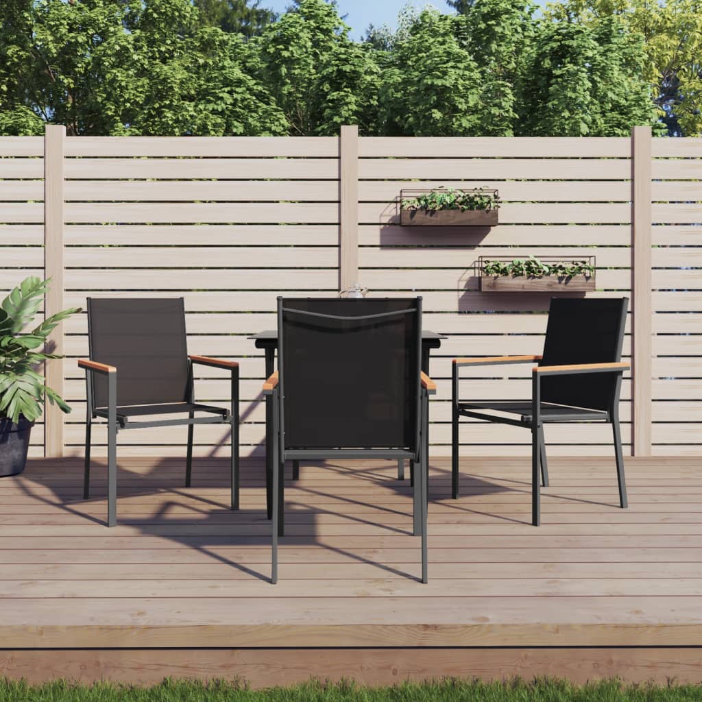 5-tlg. Garten-Essgruppe Schwarz Textilene und Stahl 5-tlg. Garten-Essgruppe Schwarz Textilene und Stahl