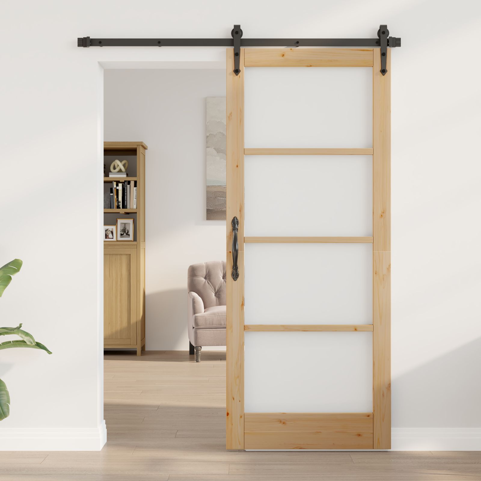 Innentür mit Glas "ORKDAL" 83x202x4 cm Massivholz Kiefer