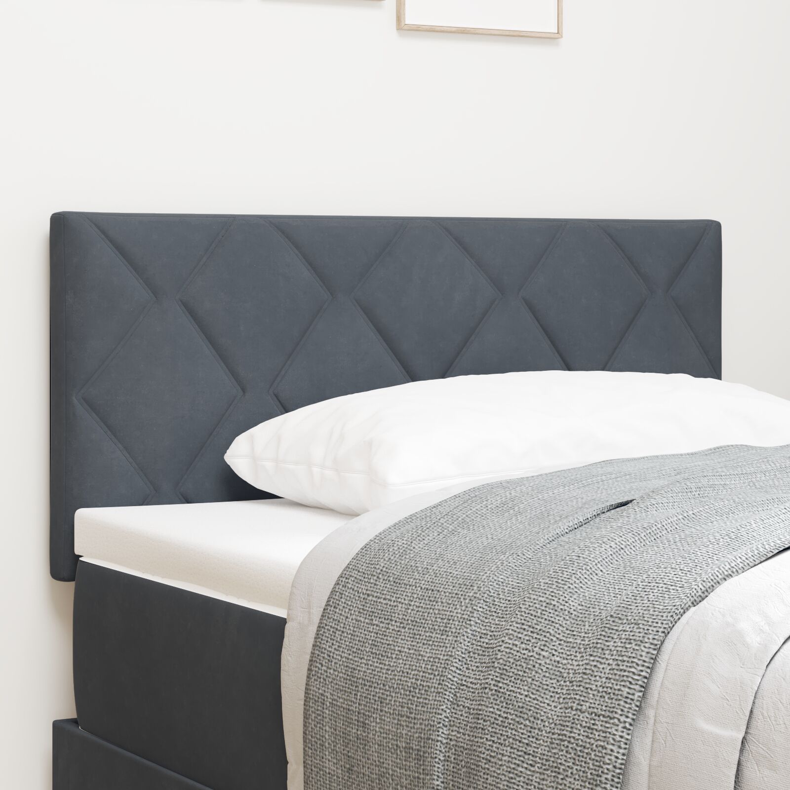 Kopfteil Diamantblöcke Design Dunkelgrau 90 cm Samt