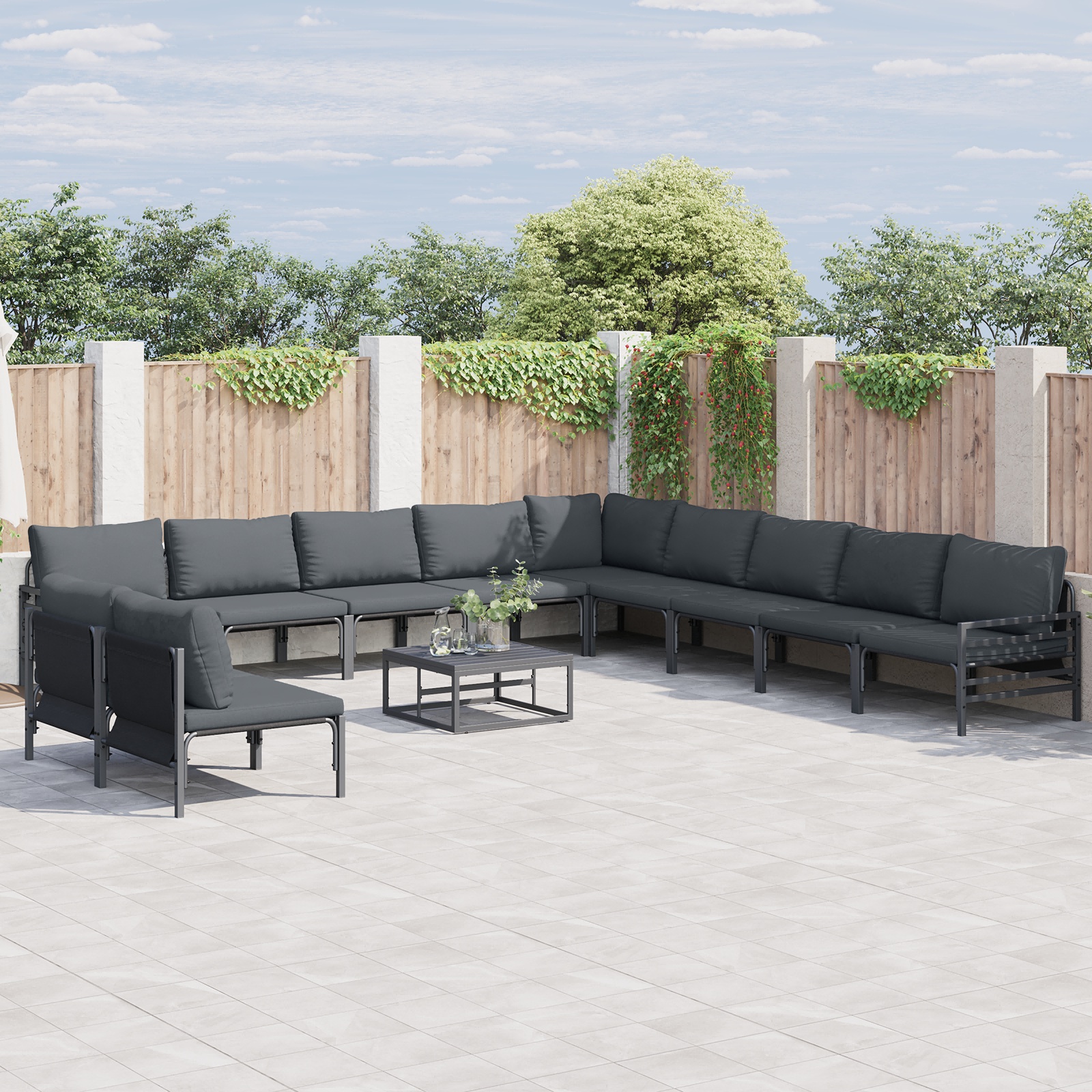 Garten-Sofa-Set 11 pcs Anthrazit Stahl Garten-Sofa-Set 11 pcs Anthrazit Stahl