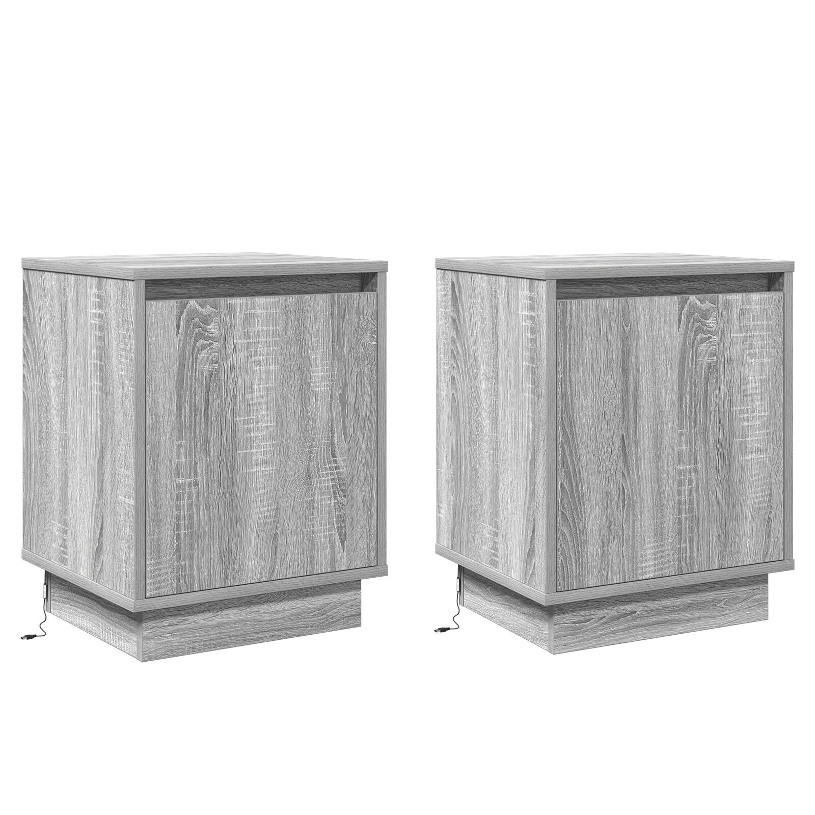 Nachttische mit LED-Lichtern 2 Stück Grau Sonoma 39x34,5x50 cm