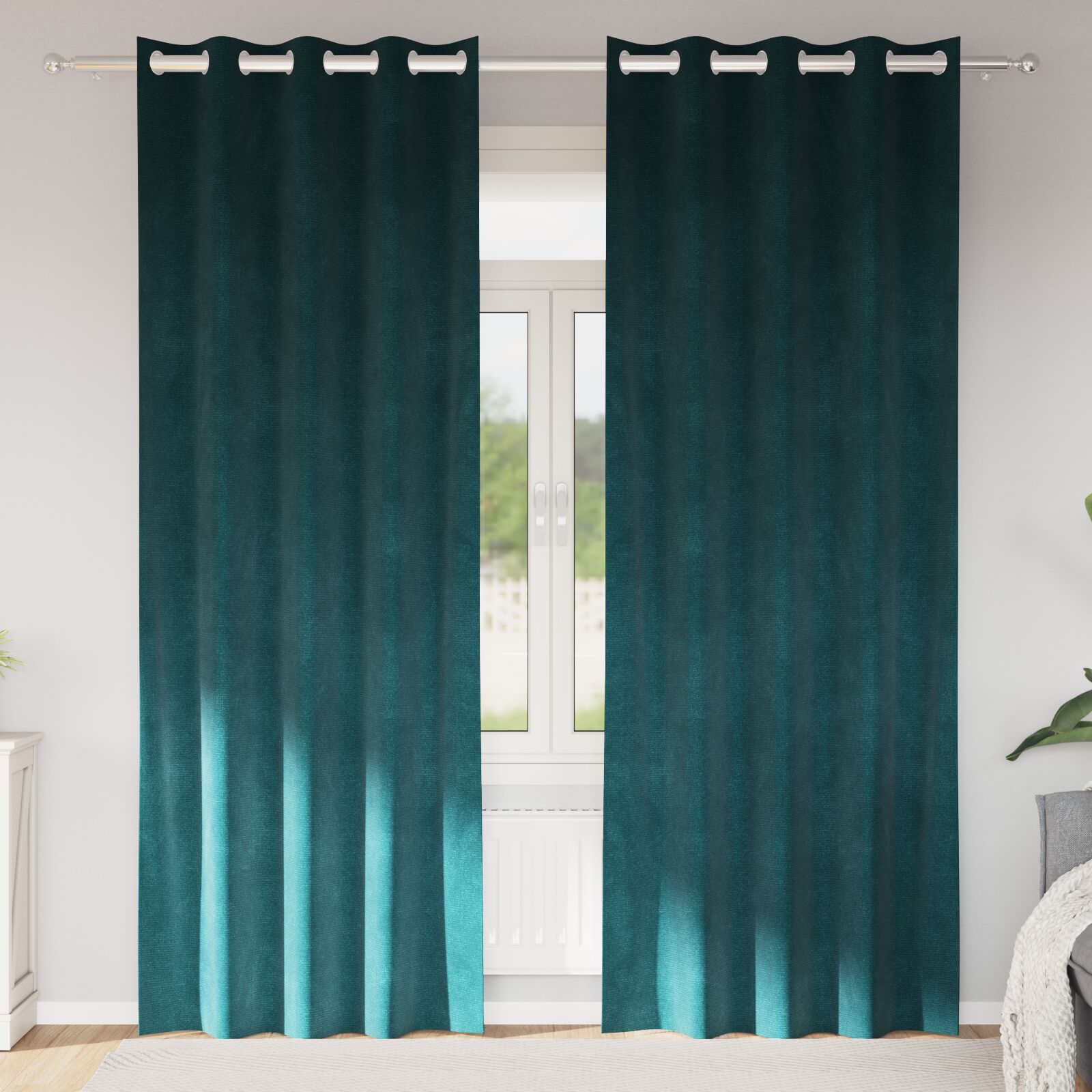 vidaXL Verdunkelungsvorhänge mit Ösen 2 Stk. Dunkelgrün Velvet
