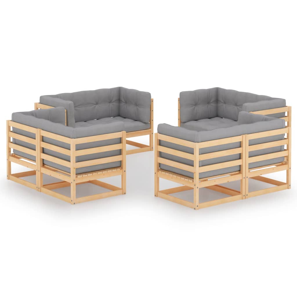 8-tlg. Garten-Lounge-Set mit Kissen Kiefer Massivholz 8-tlg. Garten-Lounge-Set mit Kissen Kiefer Massivholz