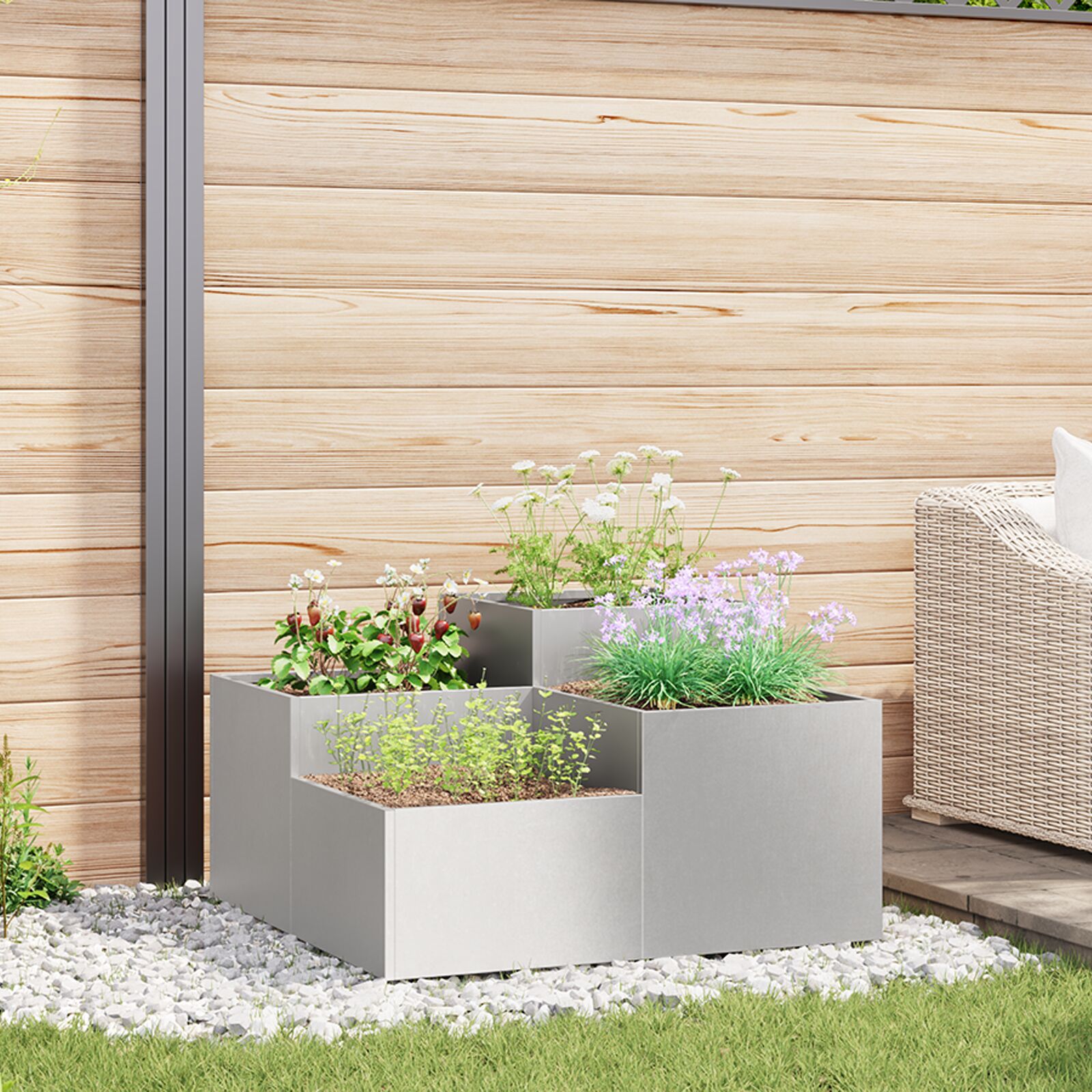 vidaXL Gartenpflanzer 100x100x48 cm Edelstahl