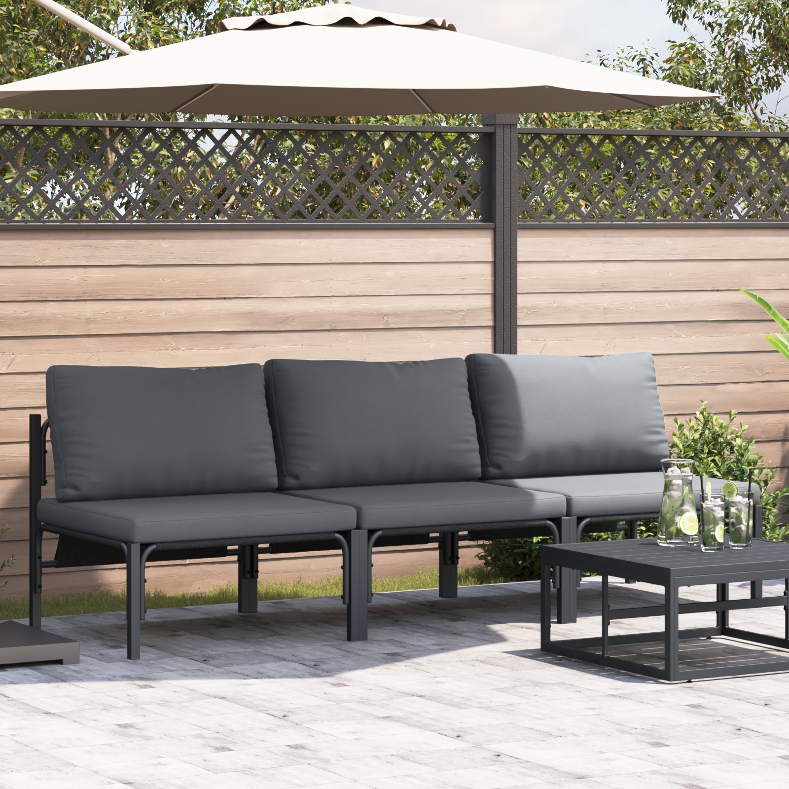 Gartenmöbel-Sets mit Kissen mit Kissen 3 pcs Anthrazit Gartenmöbel-Sets mit Kissen mit Kissen 3 pcs Anthrazit