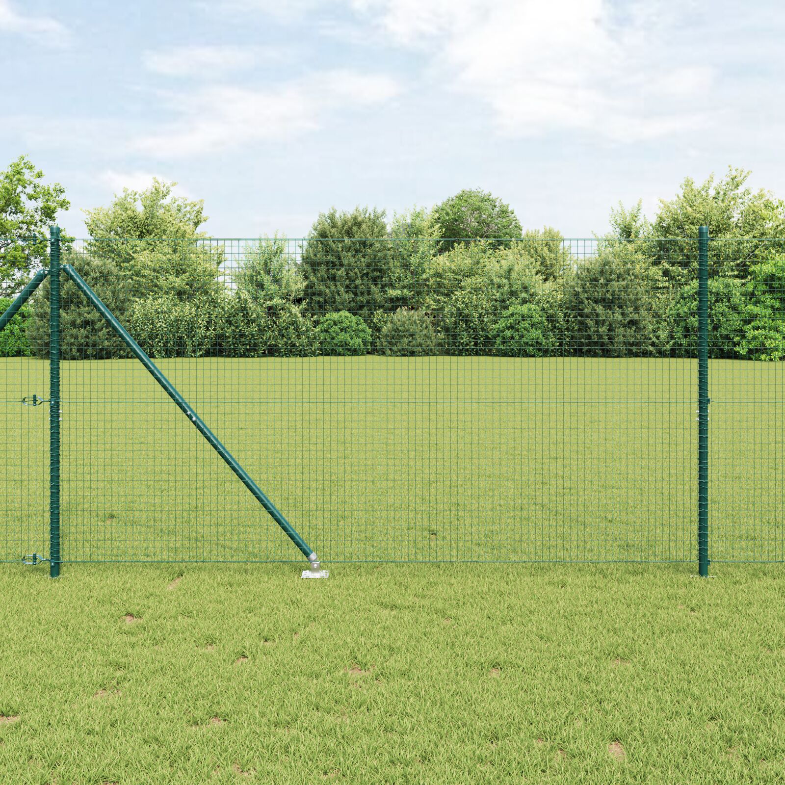 Schweißdrahtzaun mit 7 Stachelpfosten Grün 1.4x10 m Stahl