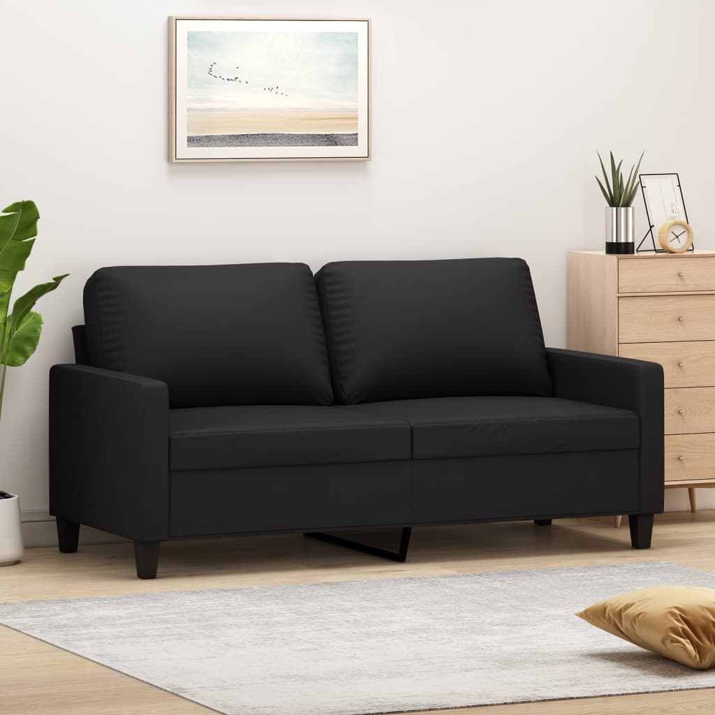 2-Sitzer-Sofa Schwarz 140 cm Kunstleder 2-Sitzer-Sofa Schwarz 140 cm Kunstleder