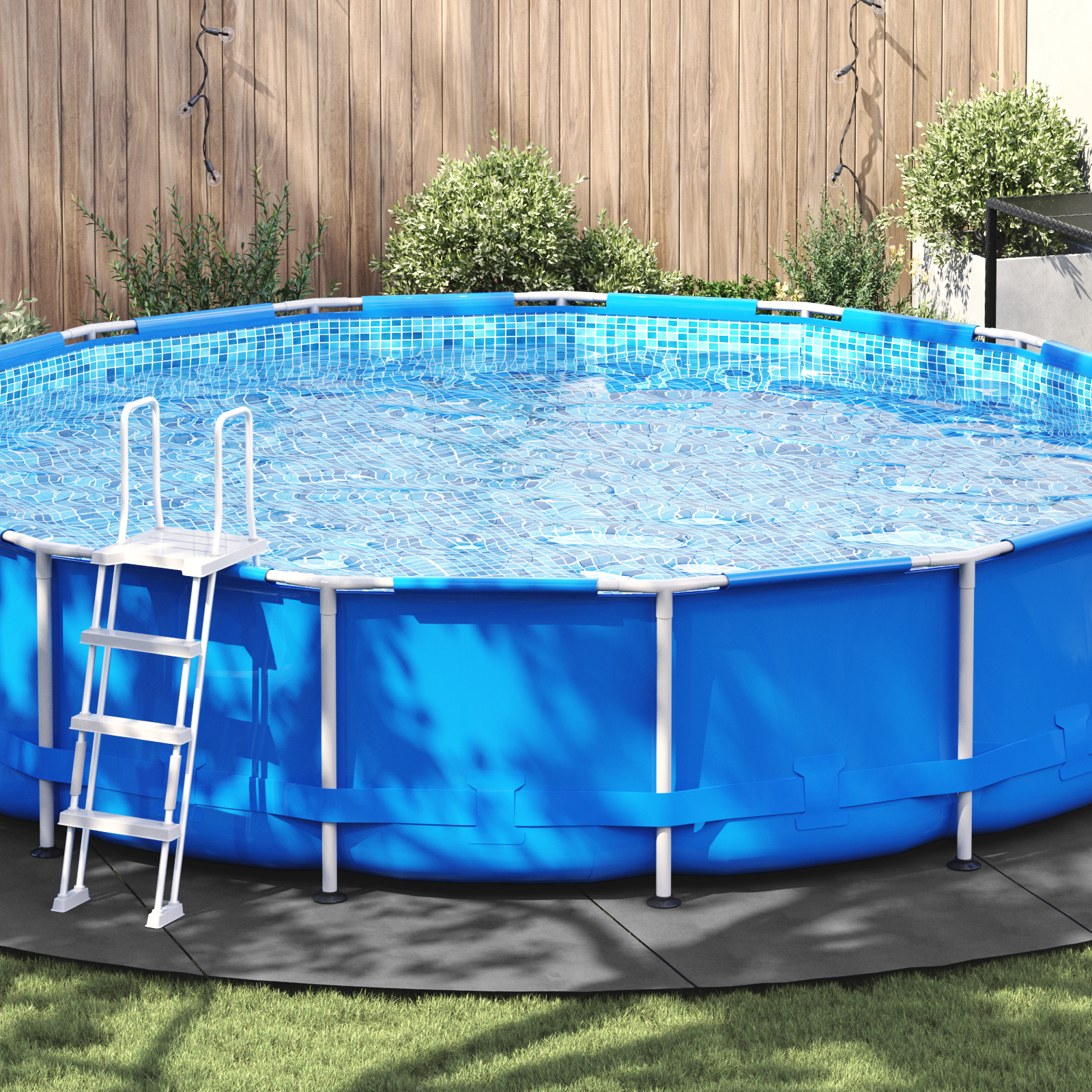 Runde Poolabdeckung Hellgrau Kunststoff Ø 610 cm Poolabdeckung
