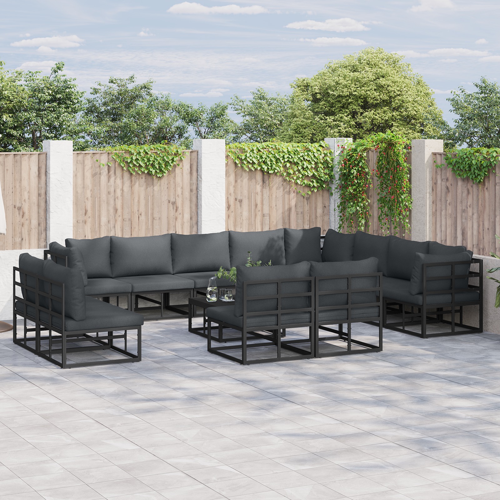 Garten-Sofa-Set 13 pcs Schwarz 70 x 70 x 32 cm Aluminium Garten-Sofa-Set 13 pcs Schwarz 70 x 70 x 32 cm Aluminium