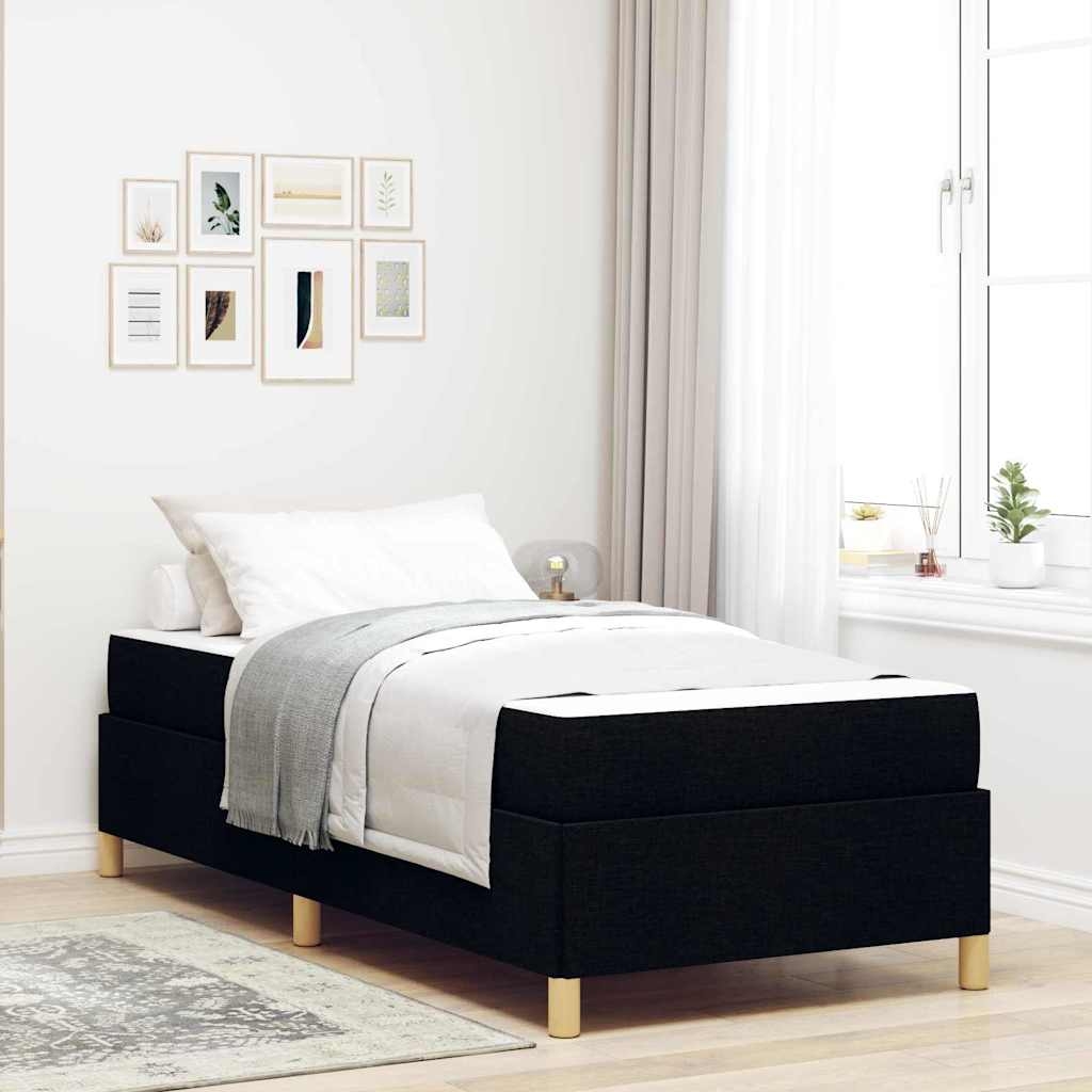 Boxspringbett Sonstiges Schwarz und Weiß 90 x 200 cm Stoff