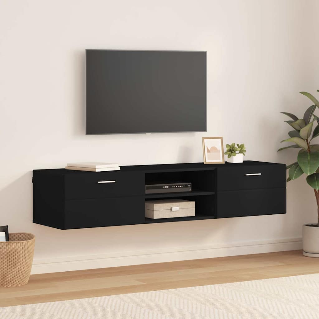 TV-Schränk mit Regal Schwarz 150 x 39 x 30 cm Holzwerkstoff