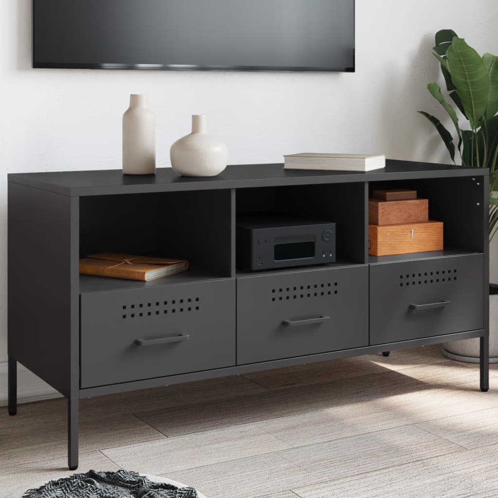 TV-Schrank Schwarz 100,5x39x50,5 cm Kaltgewalzter Stahl