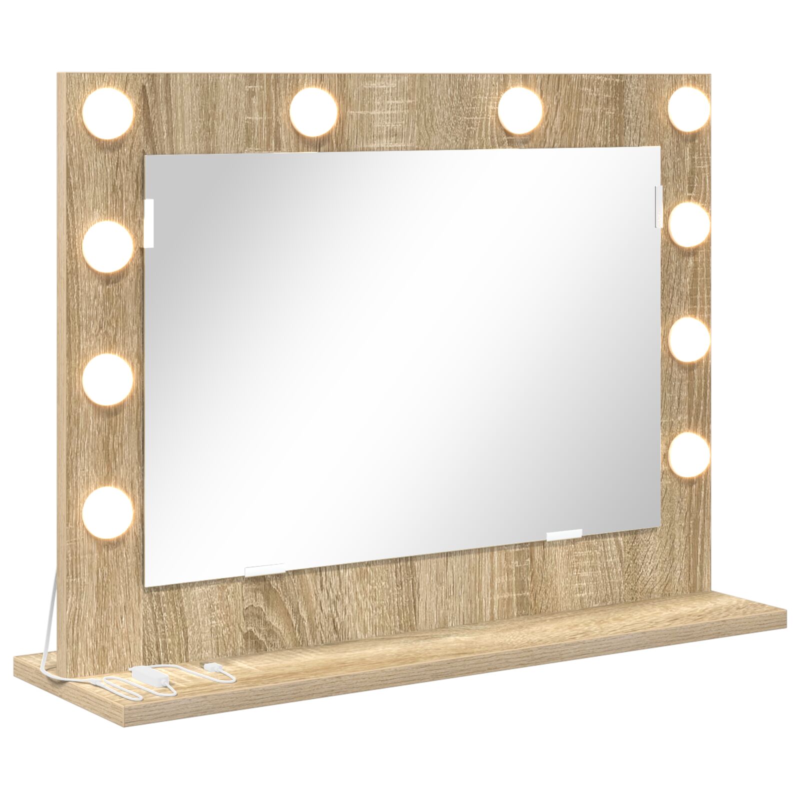 Kosmetikspiegel Sonoma-Eiche Holzwerkstoff, Glas Standard Spiegel