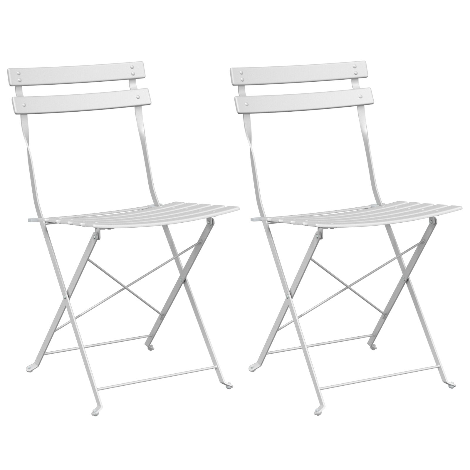 Klappgartenstühle 2er Set Weiß Stahl Klappgartenstühle 2er Set Weiß Stahl