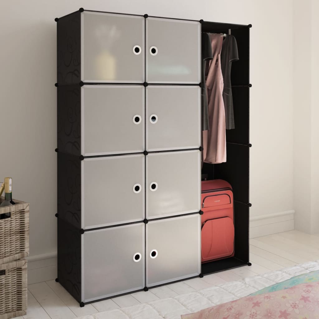 Modularer Schrank mit 9 Fächern 37×115×150 cm Schwarz und Weiß