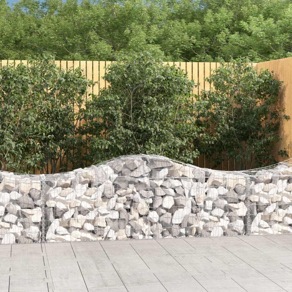 Gabionen mit Hochbogen 7 Stk. 200x50x60/80 cm Verzinktes Eisen Gabionen mit Hochbogen 7 Stk. 200x50x60/80 cm Verzinktes Eisen