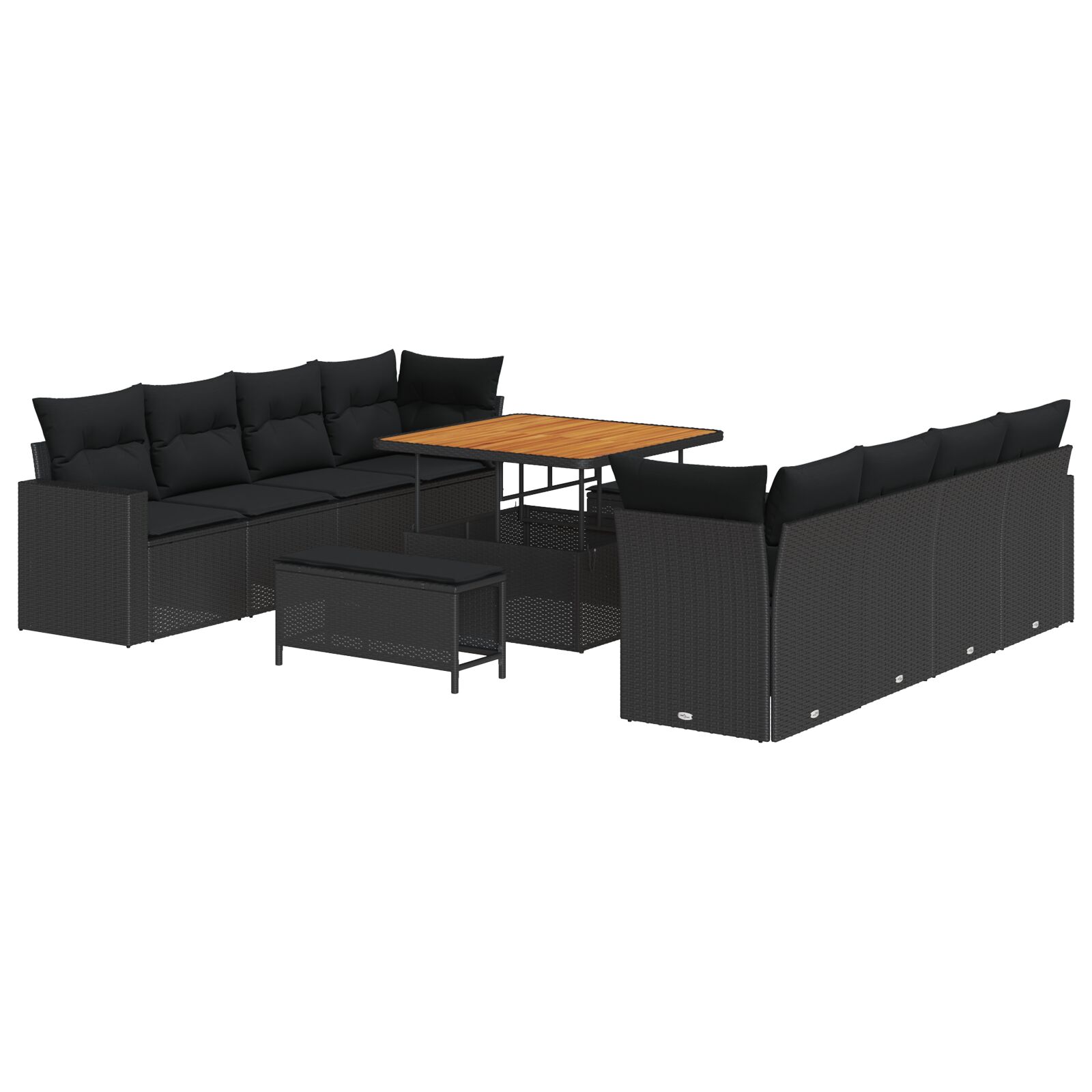11-teiliges Garten-Sofa-Set mit Kissen Schwarz Poly-Rattan Akazie, 3-teiliges Garten-Dining-Set mit Kissen Schwarz Poly-Rattan Akazie 11-teiliges Garten-Sofa-Set mit Kissen Schwarz Poly-Rattan Akazie, 3-teiliges Garten-Dining-Set mit Kissen Schwarz Poly-Rattan Akazie