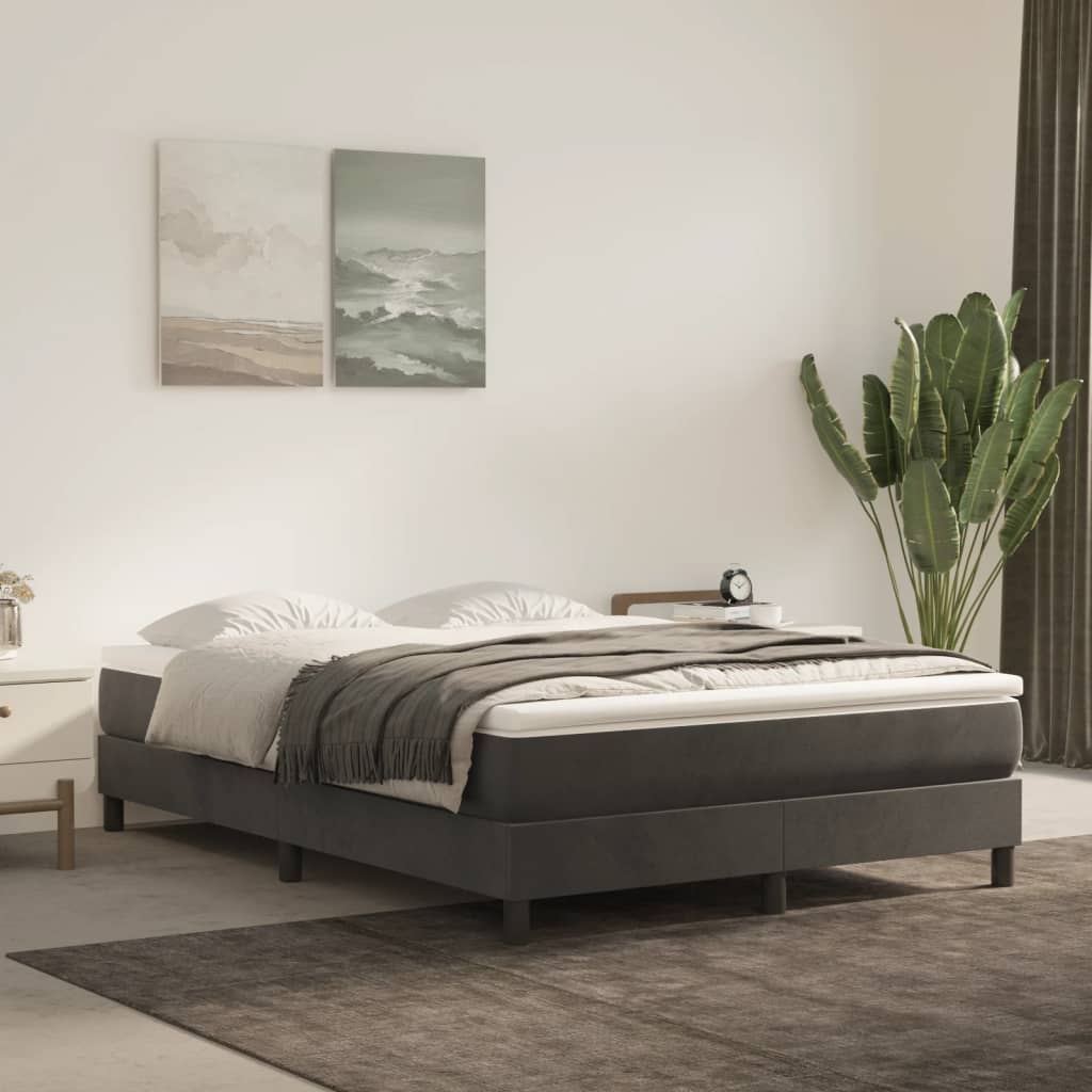 Boxspringbett mit Matratze Dunkelgrau 140x200 cm Samt