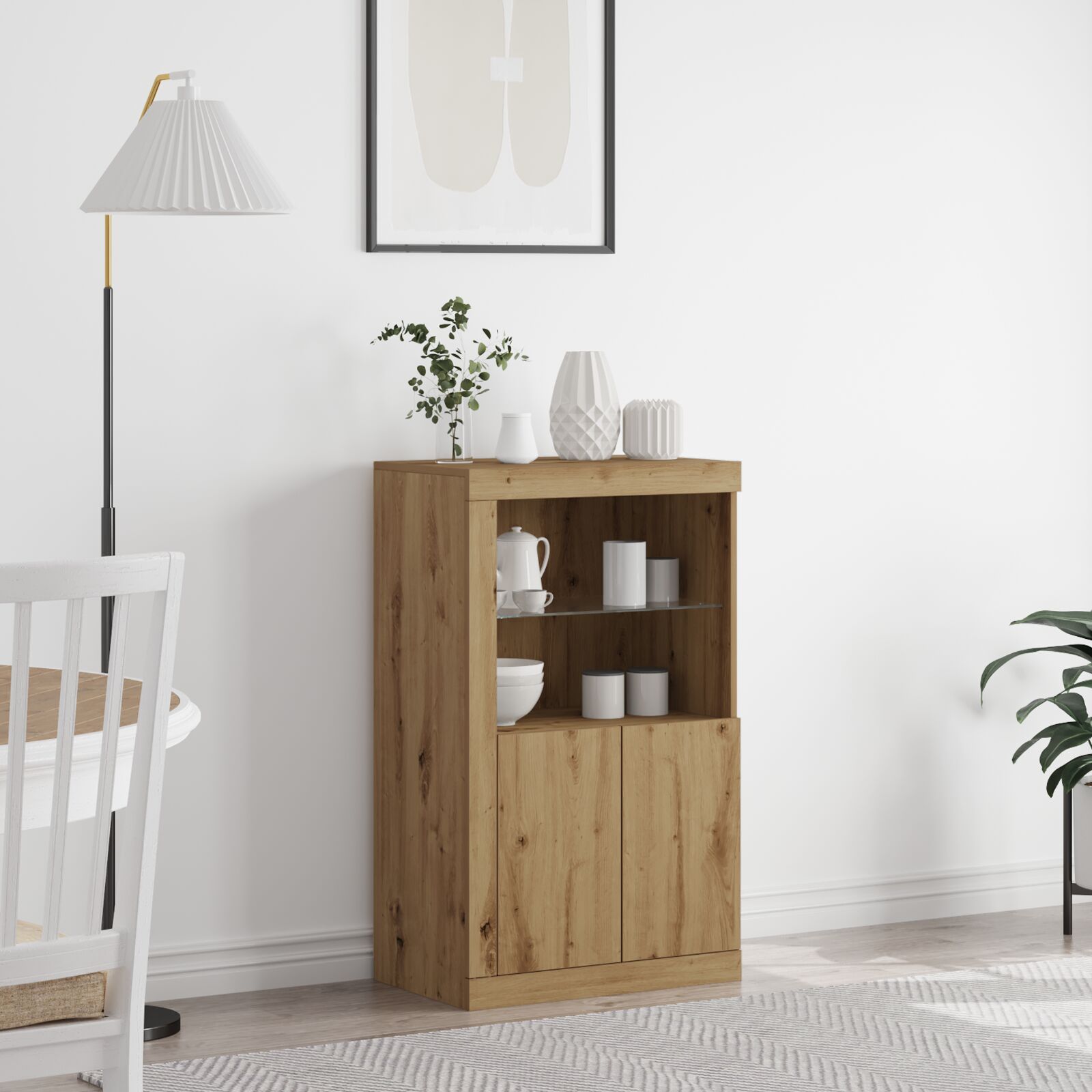 vidaXL Sideboard mit LED-Lichtern Artisan Eiche 60,5x37x100 cm