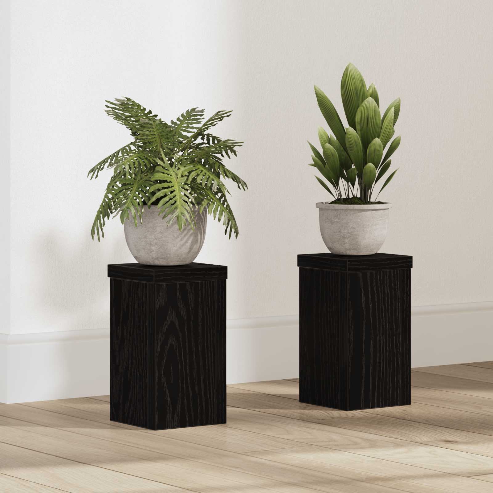 Schwarz-Eichen-Pflanzenständer Set von 2 Schwarz-Eiche Holz