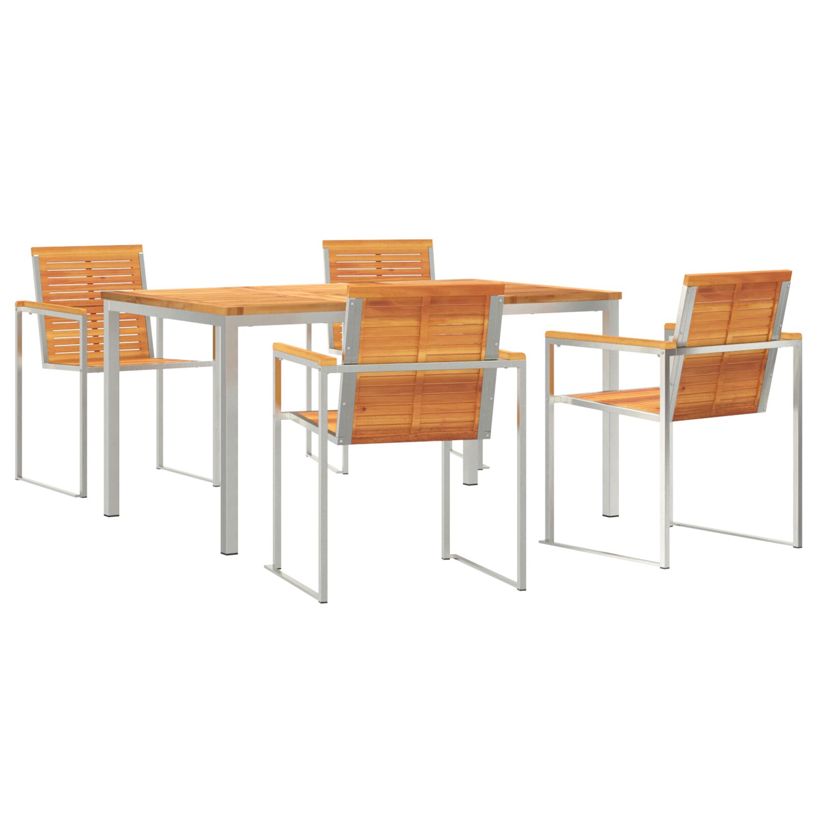 5-teilige Garten-Essgruppe Massivholz Akazie, Tisch für draußen 150x90x75 cm Massivholz Akazie