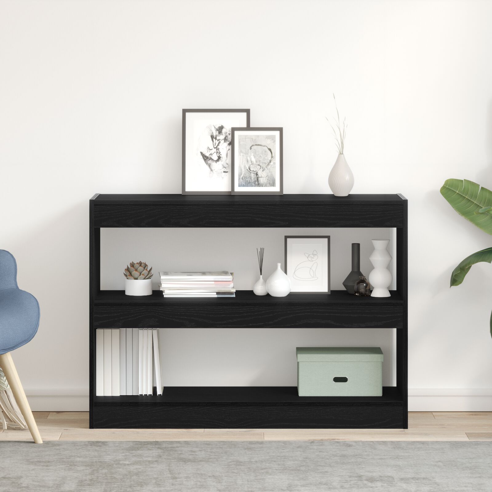 vidaXL Bücherregal/Raumteiler Schwarz Eiche 100x30x72 cm Holzwerkstoff
