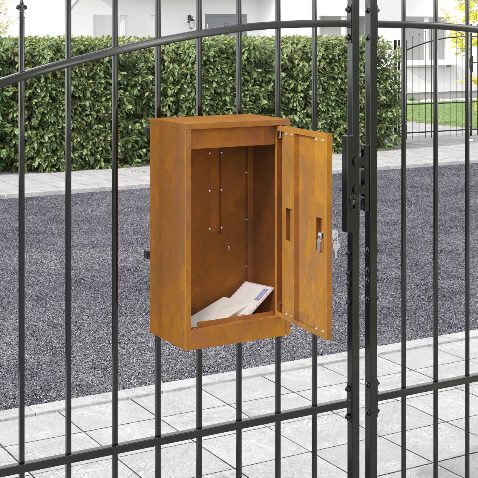 Briefkasten Rostig 30 x 23 x 55 cm Witterungsbeständiger Stahl