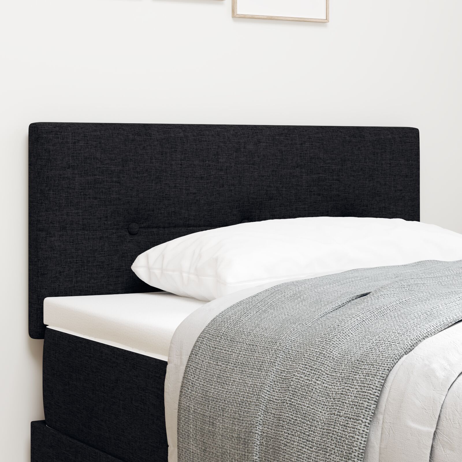 Kopfteil Mit Knopfheftung Schwarz 90 cm Stoff