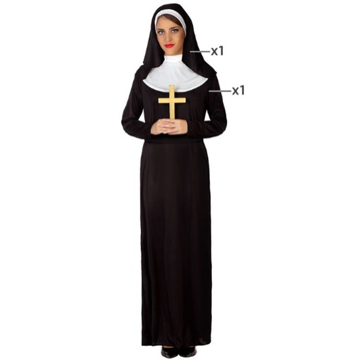 Verkleidung für Erwachsene DISFRAZ MONJA XL Schwarz Nonne (2 Stücke)