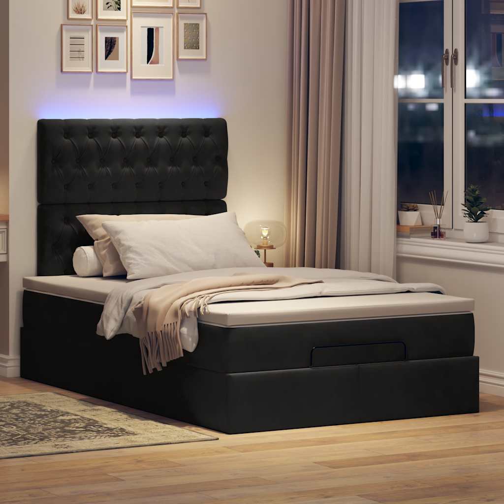 Ottoman-Bett mit Matratzen Schwarz 120x200 cm Samt