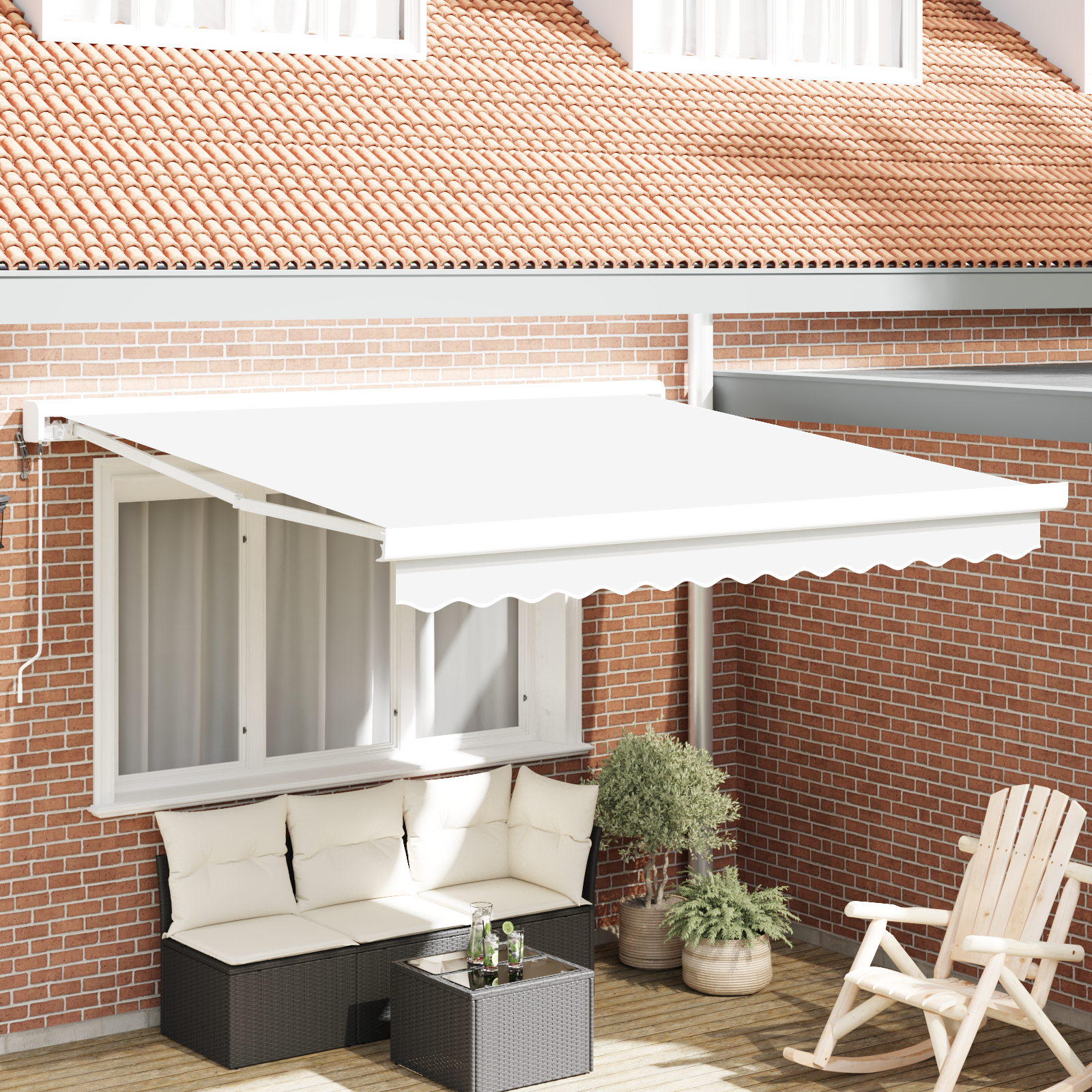 automatische einziehbare Markise Weiß 300x250 cm