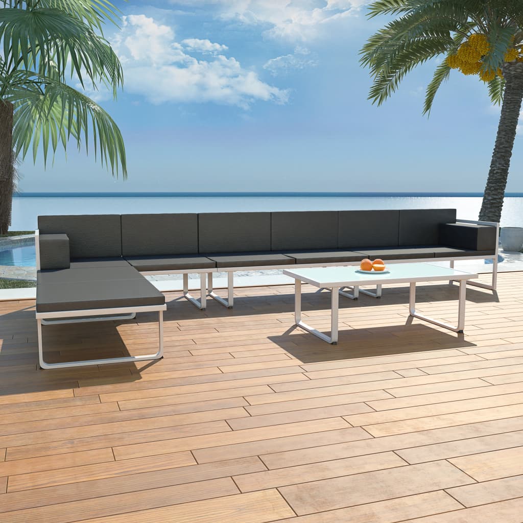 5-tlg. Garten-Lounge-Set Textilene Aluminium Schwarz 5-tlg. Garten-Lounge-Set Textilene Aluminium Schwarz