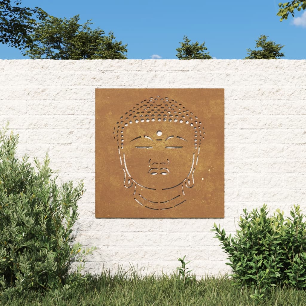 Garten-Wanddeko 55x55 cm Cortenstahl Buddha-Kopf Garten-Wanddeko 55x55 cm Cortenstahl Buddha-Kopf