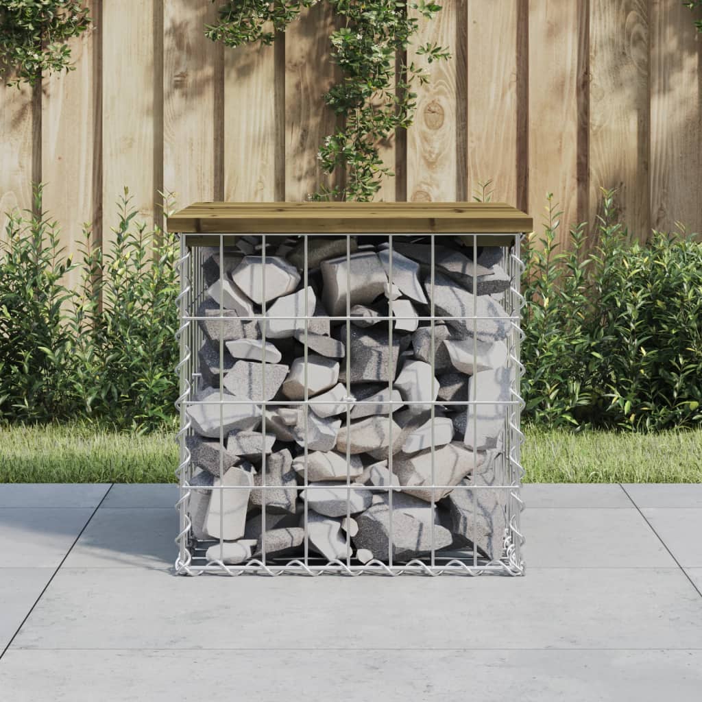 Gartenbank aus Gabionen 43x44x42 cm Kiefernholz Imprägniert Gartenbank aus Gabionen 43x44x42 cm Kiefernholz Imprägniert