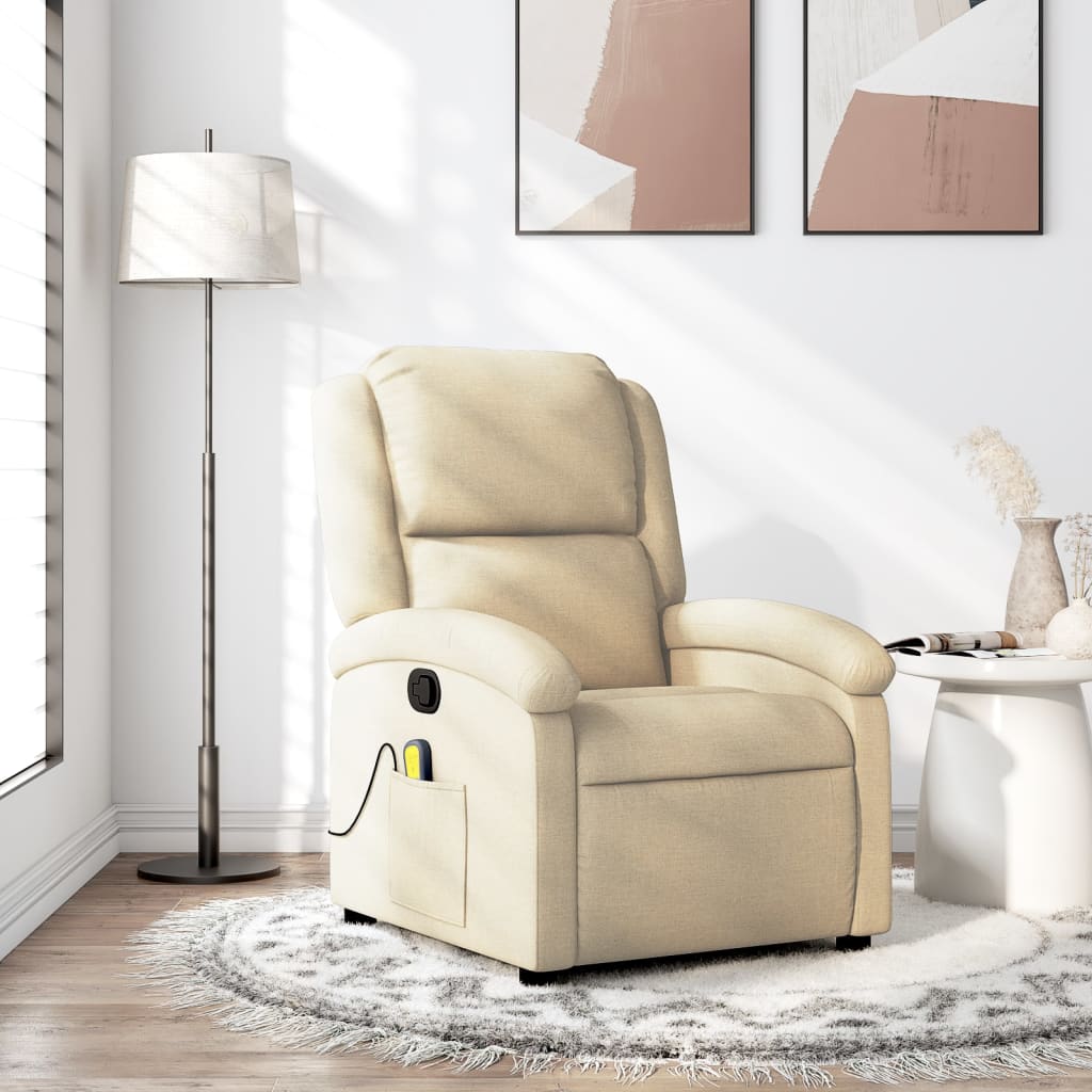 Massage-Relaxsessel, cremefarbener Stoff
