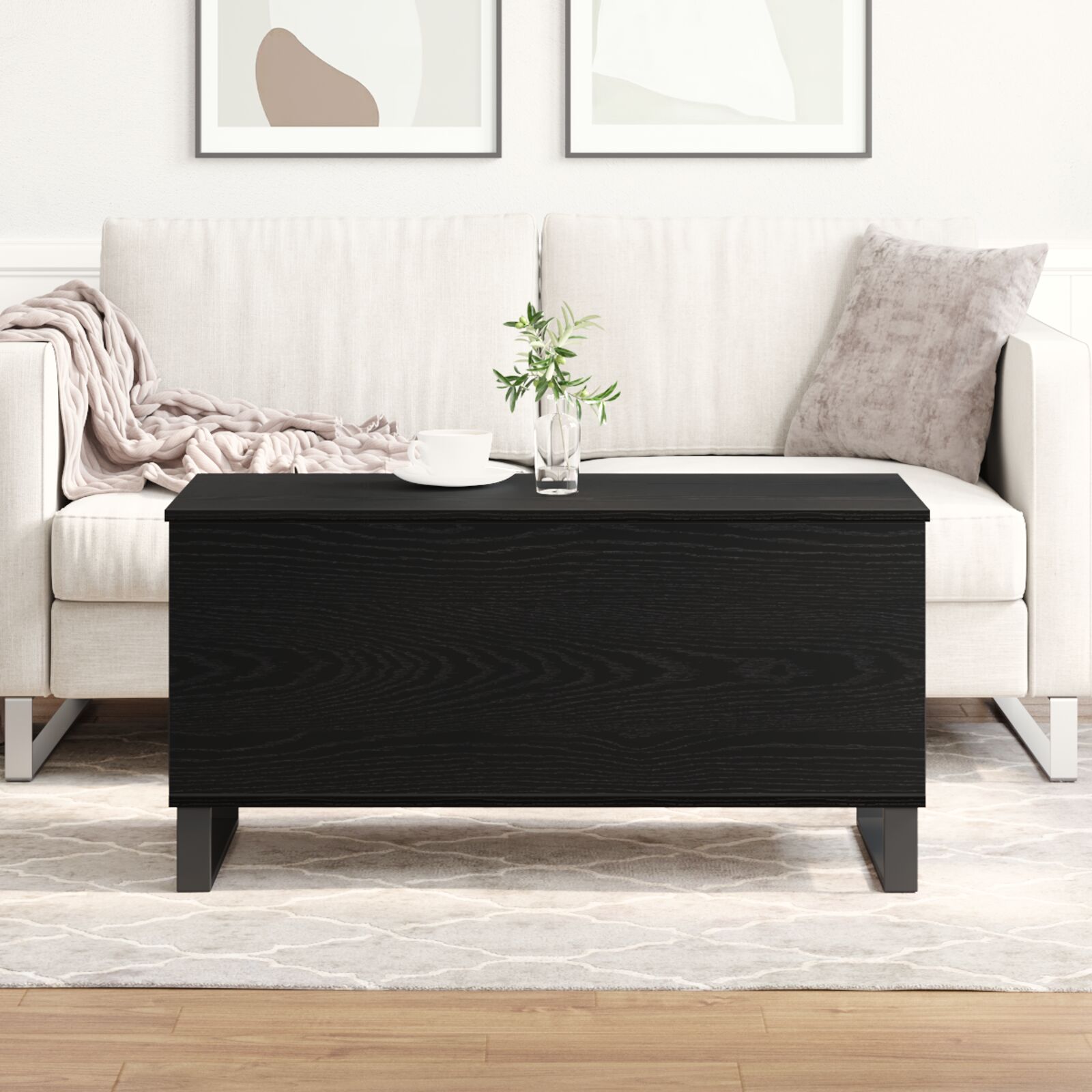 Couchtisch Schwarz Eiche 90x44,5x45 cm Holzwerkstoff