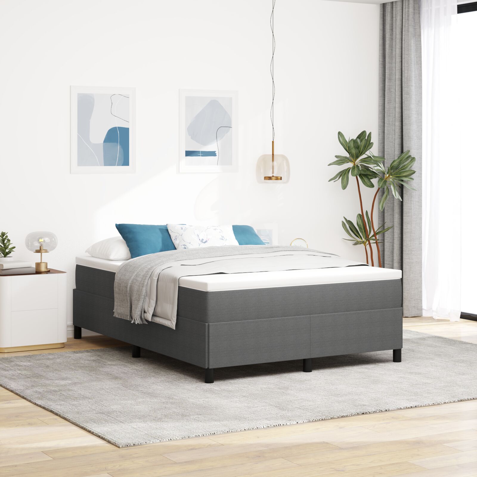 Bettgestell Hellgrau 140x200 cm Cord-Stoff