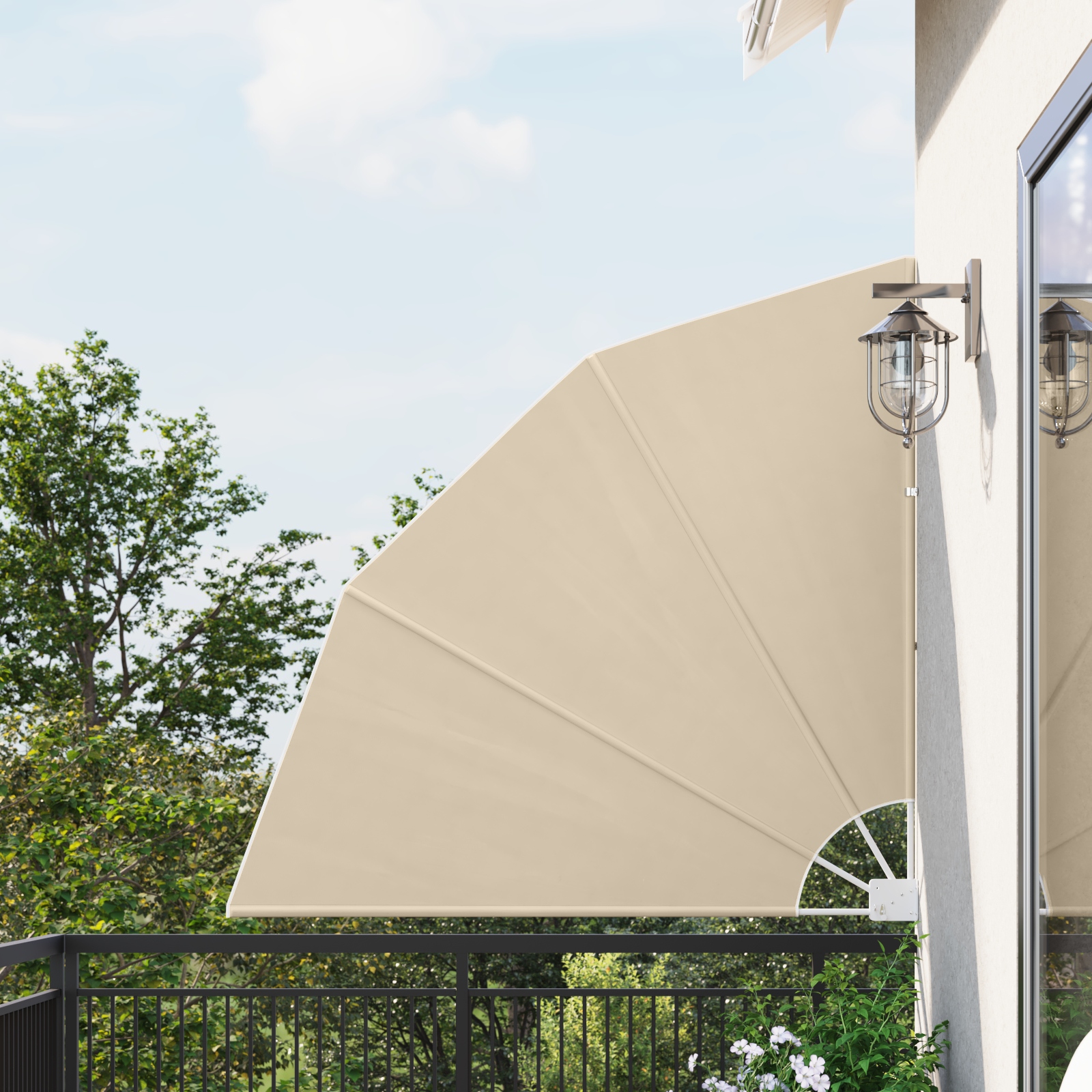Balkon Sichtschutz Beige 140 x 140 cm Stoff