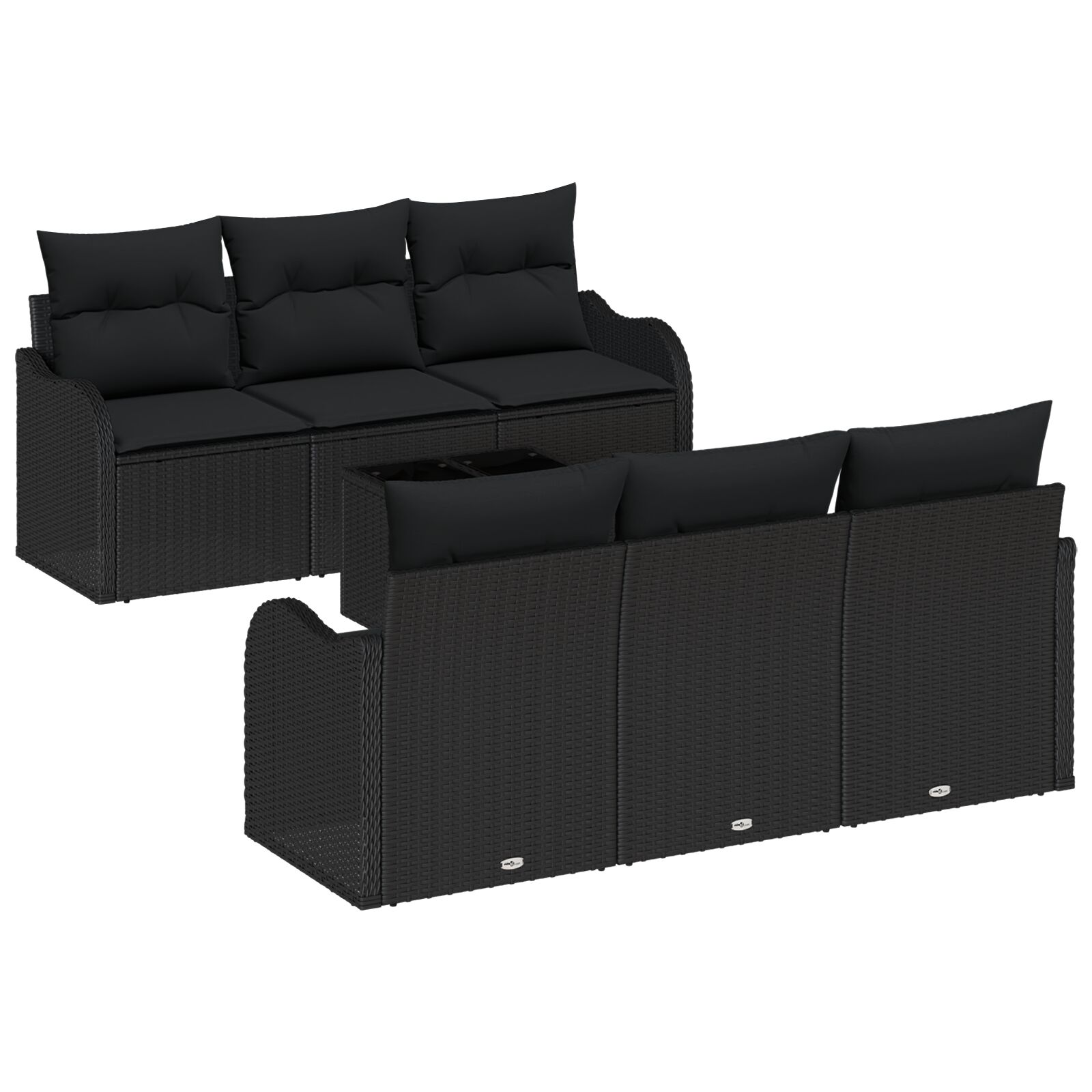7-teiliges Garten-Sofa-Set mit Kissen Schwarz Poly-Rattan, 2-Sitzer Garten-Sofa mit Stauraum & Kissen Schwarz Poly-Rattan 7-teiliges Garten-Sofa-Set mit Kissen Schwarz Poly-Rattan, 2-Sitzer Garten-Sofa mit Stauraum & Kissen Schwarz Poly-Rattan