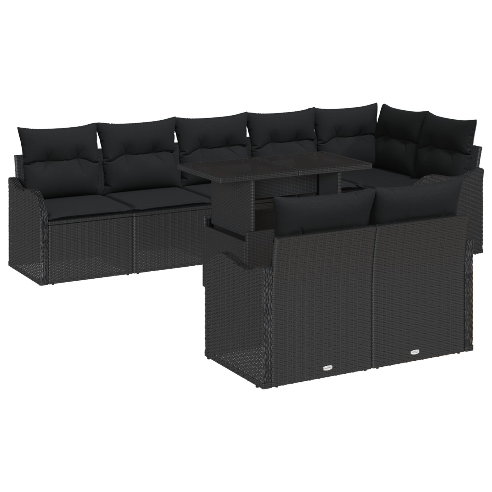 9-teiliges Garten-Sofa-Set mit Kissen Schwarz Poly-Rattan, 2-Personen Garten-Sofa mit Kissen Schwarz Poly-Rattan 9-teiliges Garten-Sofa-Set mit Kissen Schwarz Poly-Rattan, 2-Personen Garten-Sofa mit Kissen Schwarz Poly-Rattan