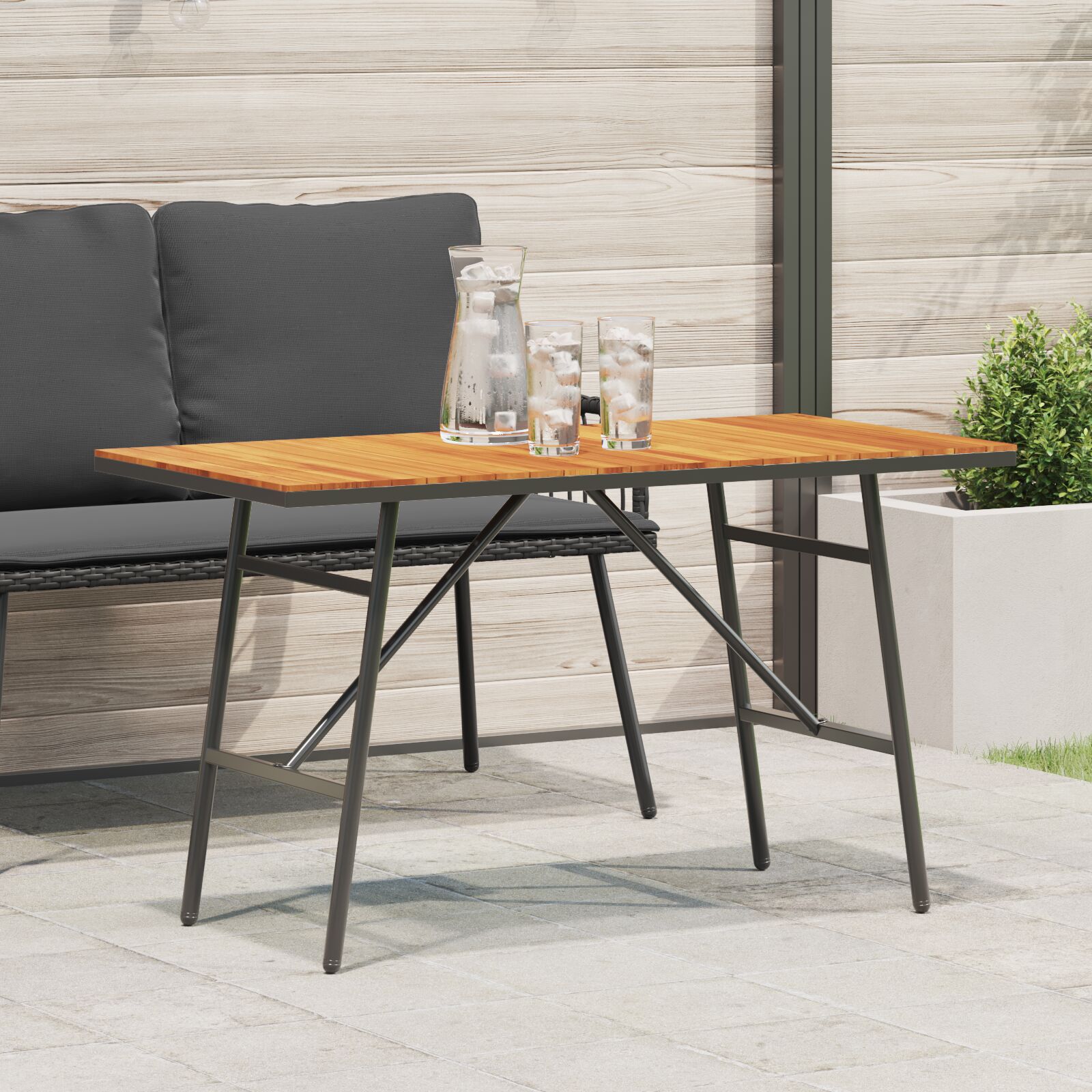 vidaXL Esstisch Schwarz 110x55x62 cm aus Akazienholz