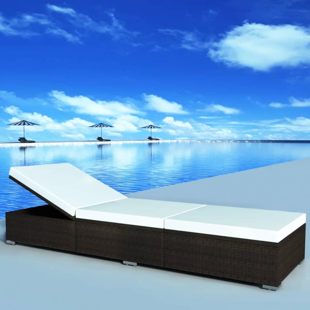 Sonnenliege mit Auflage Poly Rattan Braun Sonnenliege mit Auflage Poly Rattan Braun