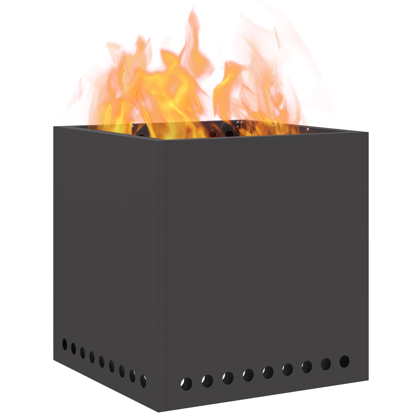 vidaXL Rauchfreier Feuerstelle Quadrat Schwarz 48x48x50 cm Stahl