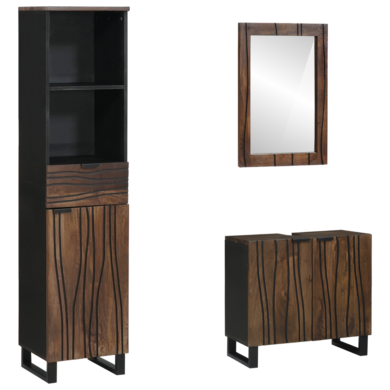 Badezimmermöbel Set 3 pcs Nussbaum braun 38 x 33 x 160 cm