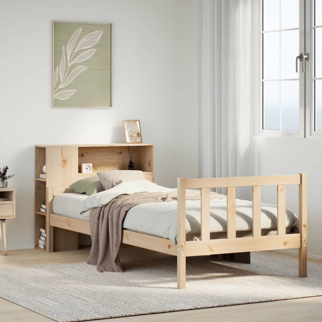 Massivholzbett mit Regal ohne Matratze 90x190 cm Kiefer