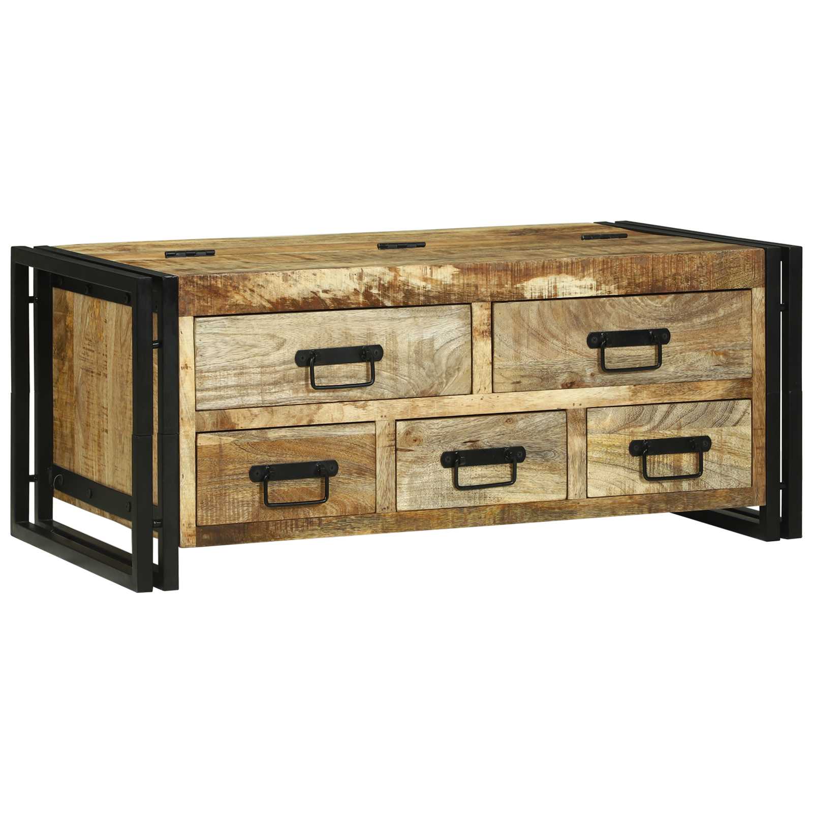 Couchtisch 90x50x38 cm aus massivem rohen Mangoholz