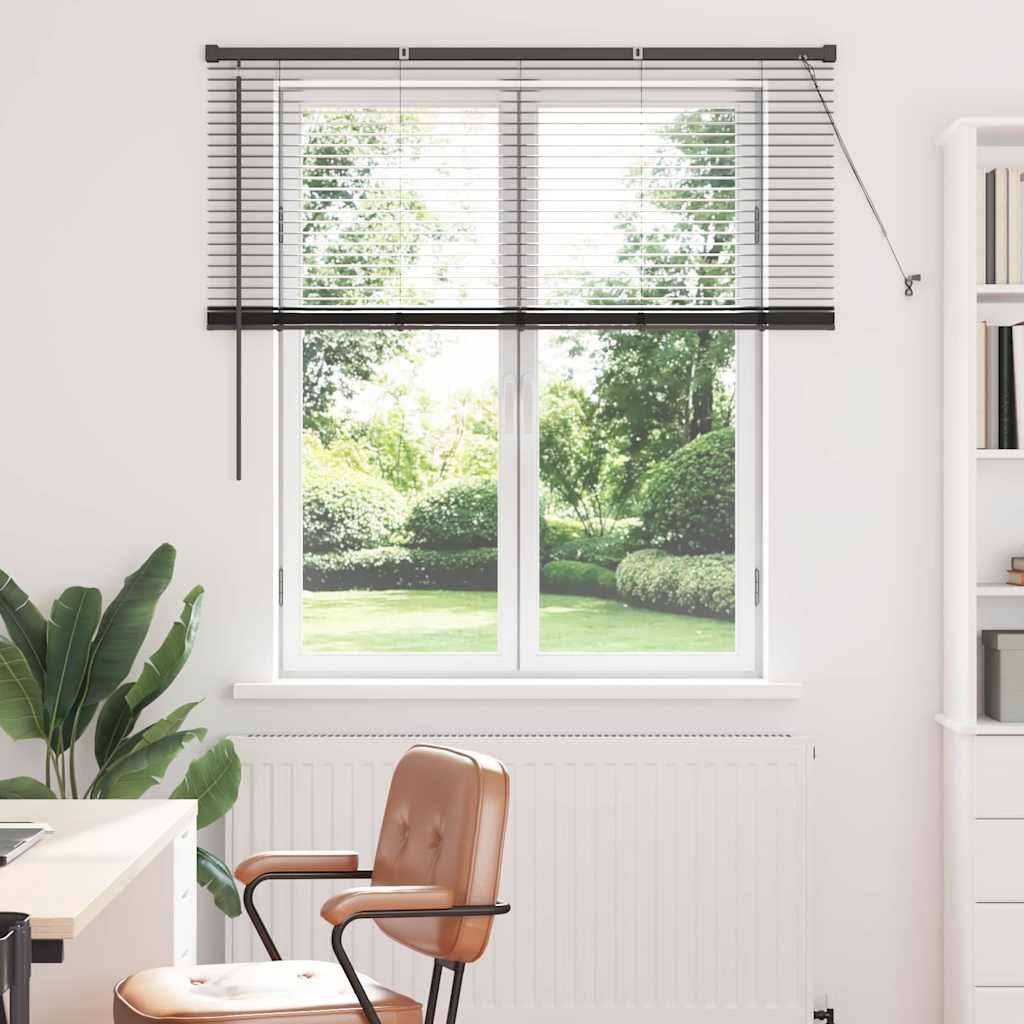 Fenster Jalousie mit Vorhängen Sonstiges Schwarz 130 x 130 cm Aluminium