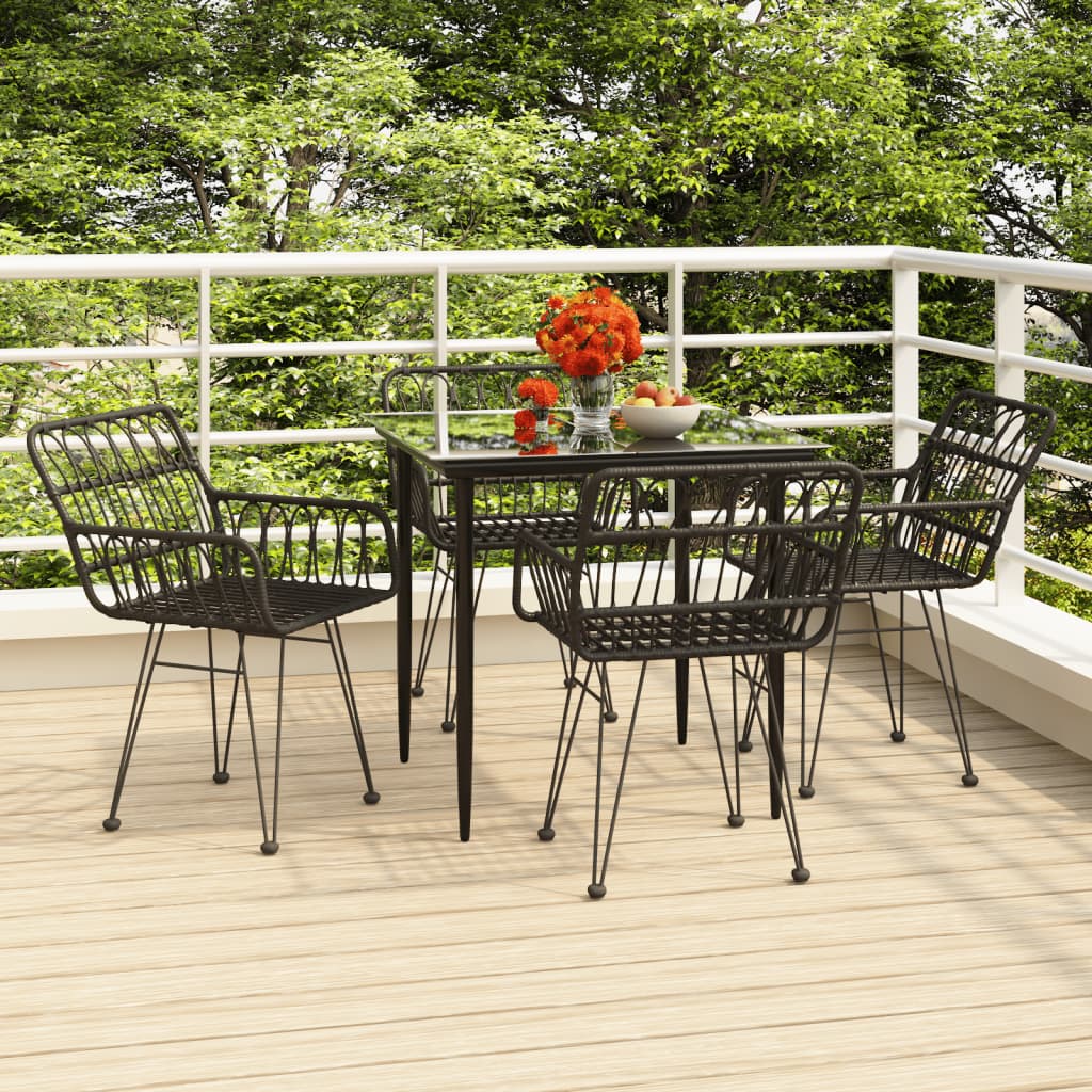 5-tlg. Garten-Essgruppe Schwarz Poly Rattan 5-tlg. Garten-Essgruppe Schwarz Poly Rattan