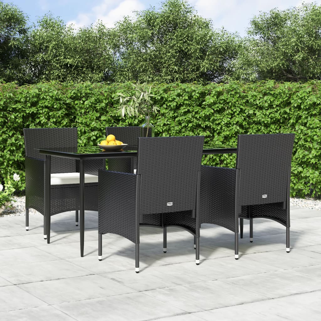 5-tlg. Garten-Essgruppe mit Kissen Schwarz 5-tlg. Garten-Essgruppe mit Kissen Schwarz