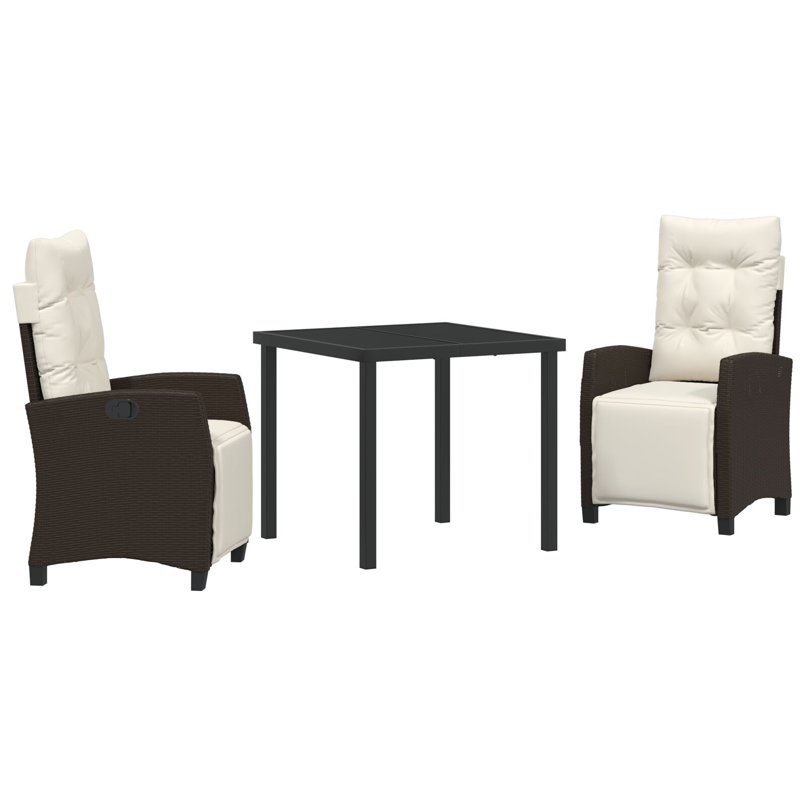 3-teiliges Garten-Ess-Set Braun Poly-Rattan